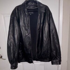 Wilsons Leather Pelle Studio Mens XLT Black Leather Jacket Zip Big & Tall